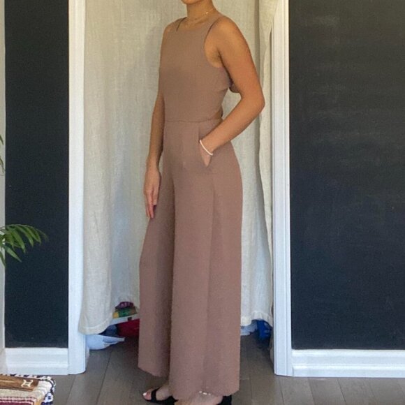Aritzia Wilfred Ecoulement Jumpsuit Tie Back Nutmeg Brown Size 00 - Picture 5 of 11
